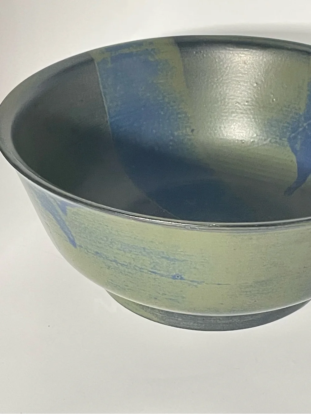Nancy Patterson-Lamb  Style Iron Mountain Stoneware 10”Bowl.  Blue Green.